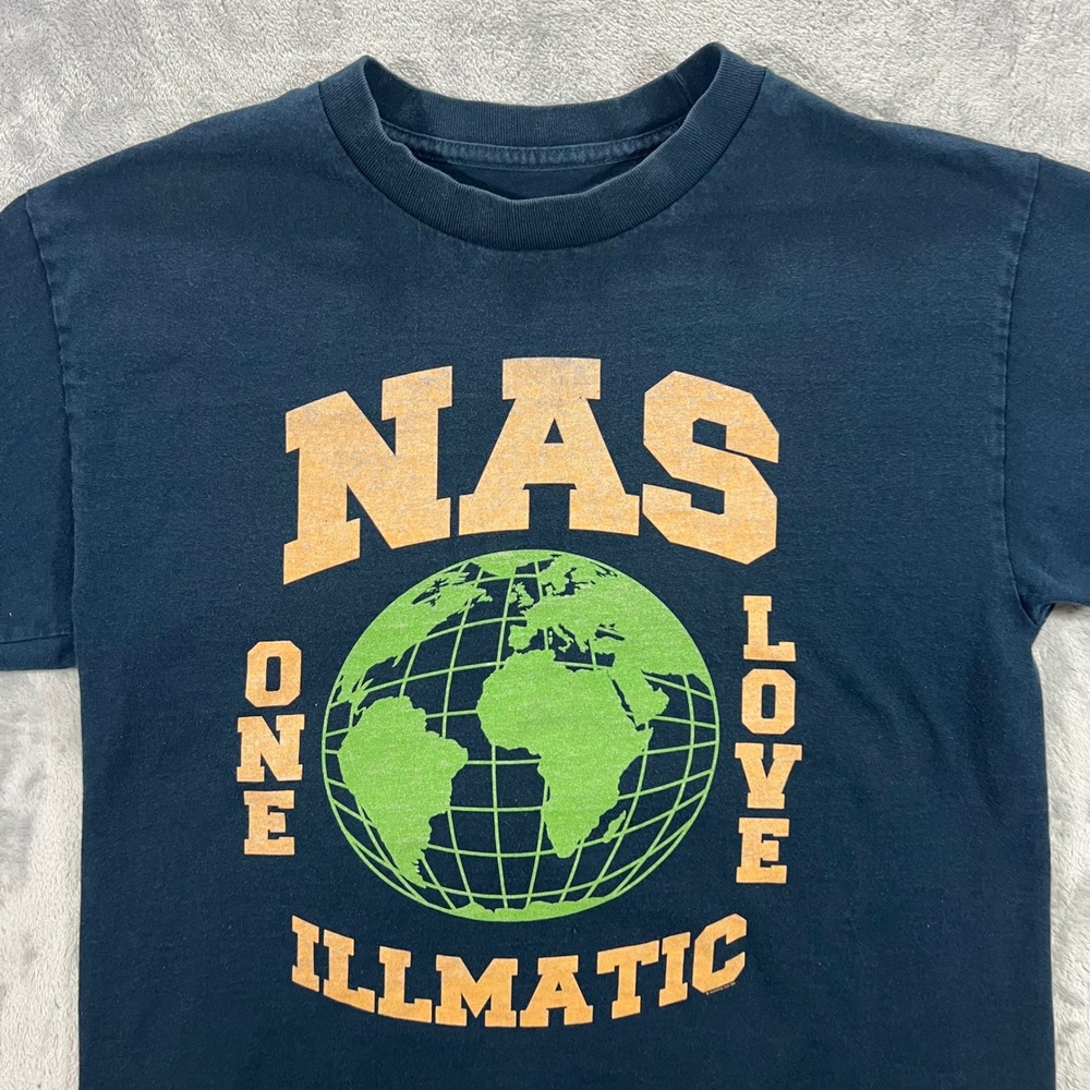Nas Illmatic One‎ Love T-Shirt Mens Medium Navy Blue Music Graphic Tee Bravado
